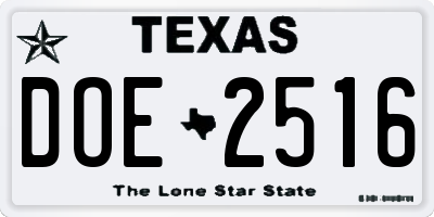 TX license plate DOE2516