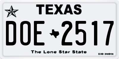 TX license plate DOE2517