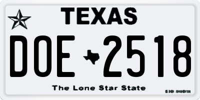 TX license plate DOE2518