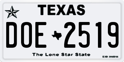 TX license plate DOE2519
