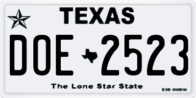 TX license plate DOE2523
