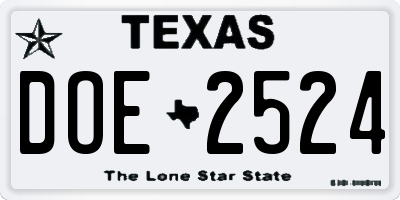 TX license plate DOE2524