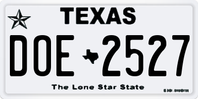 TX license plate DOE2527