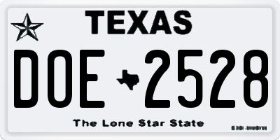 TX license plate DOE2528