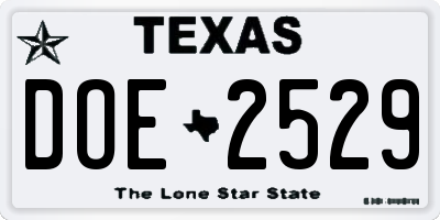 TX license plate DOE2529
