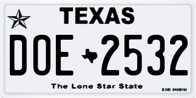 TX license plate DOE2532