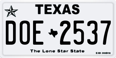 TX license plate DOE2537