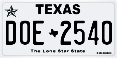 TX license plate DOE2540