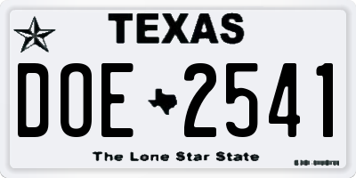 TX license plate DOE2541