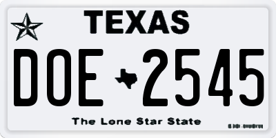 TX license plate DOE2545
