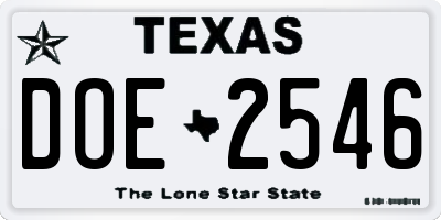 TX license plate DOE2546