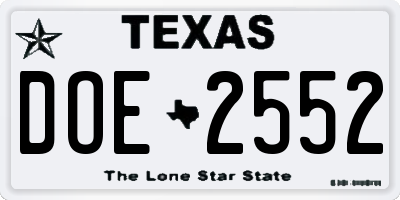 TX license plate DOE2552