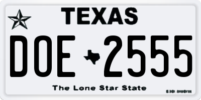 TX license plate DOE2555