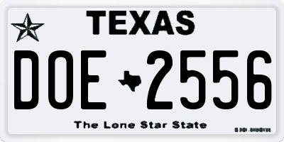 TX license plate DOE2556