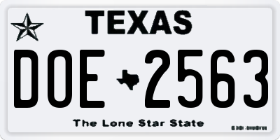 TX license plate DOE2563