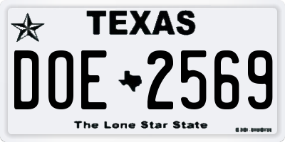 TX license plate DOE2569