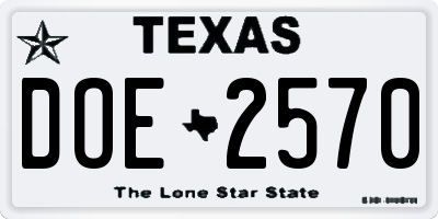 TX license plate DOE2570