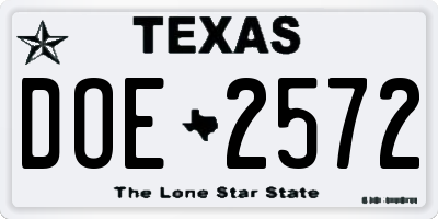 TX license plate DOE2572