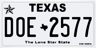 TX license plate DOE2577