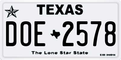 TX license plate DOE2578