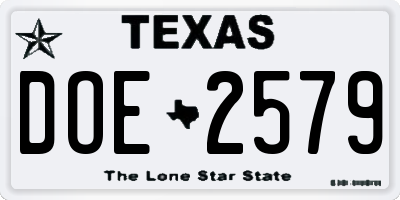 TX license plate DOE2579