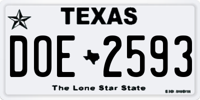 TX license plate DOE2593