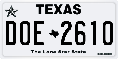 TX license plate DOE2610