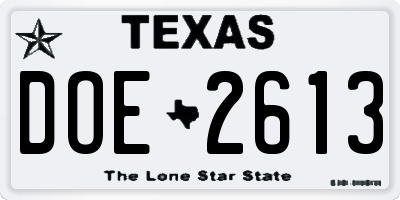 TX license plate DOE2613