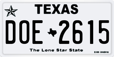 TX license plate DOE2615