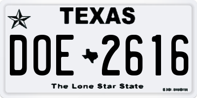 TX license plate DOE2616