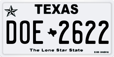 TX license plate DOE2622