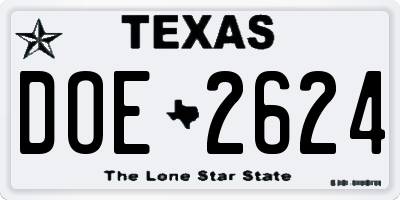 TX license plate DOE2624