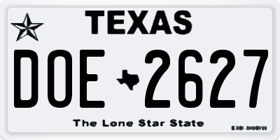 TX license plate DOE2627