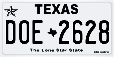 TX license plate DOE2628