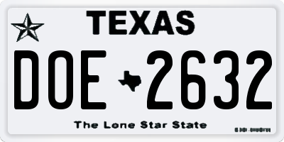 TX license plate DOE2632