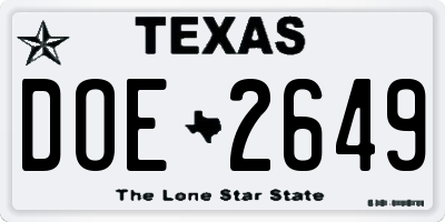 TX license plate DOE2649