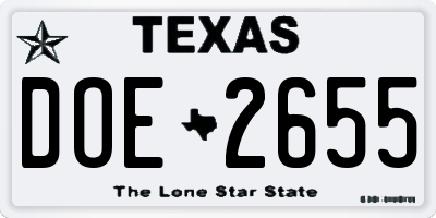 TX license plate DOE2655