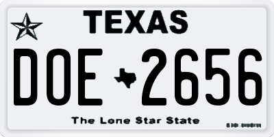 TX license plate DOE2656