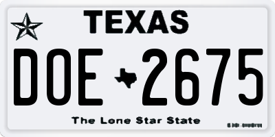 TX license plate DOE2675