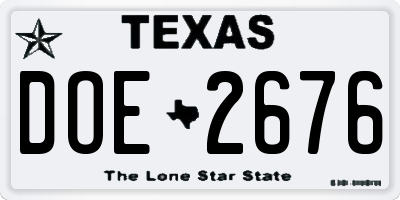 TX license plate DOE2676