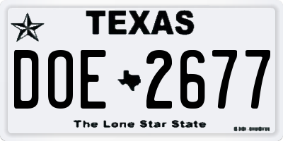 TX license plate DOE2677