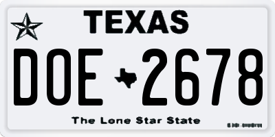 TX license plate DOE2678