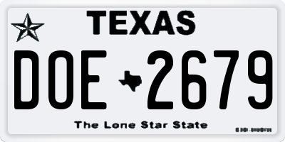 TX license plate DOE2679