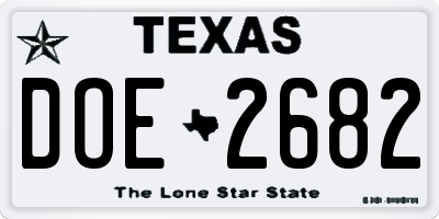 TX license plate DOE2682