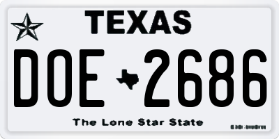 TX license plate DOE2686