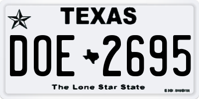 TX license plate DOE2695