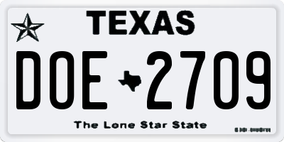TX license plate DOE2709