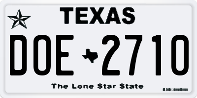 TX license plate DOE2710