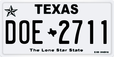 TX license plate DOE2711