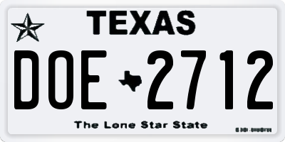TX license plate DOE2712